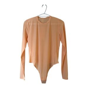 Lululemon Mesh Long Sleeve Peach Bodysuit Orange Large